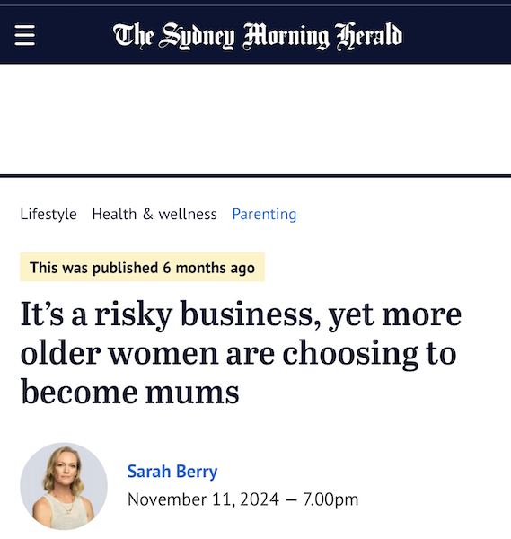 It's a risky business, yet more older women are choosing to do it