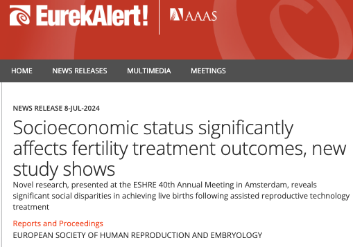 Socioeconomic status significantly affects fertility treatment outcomes, new study shows